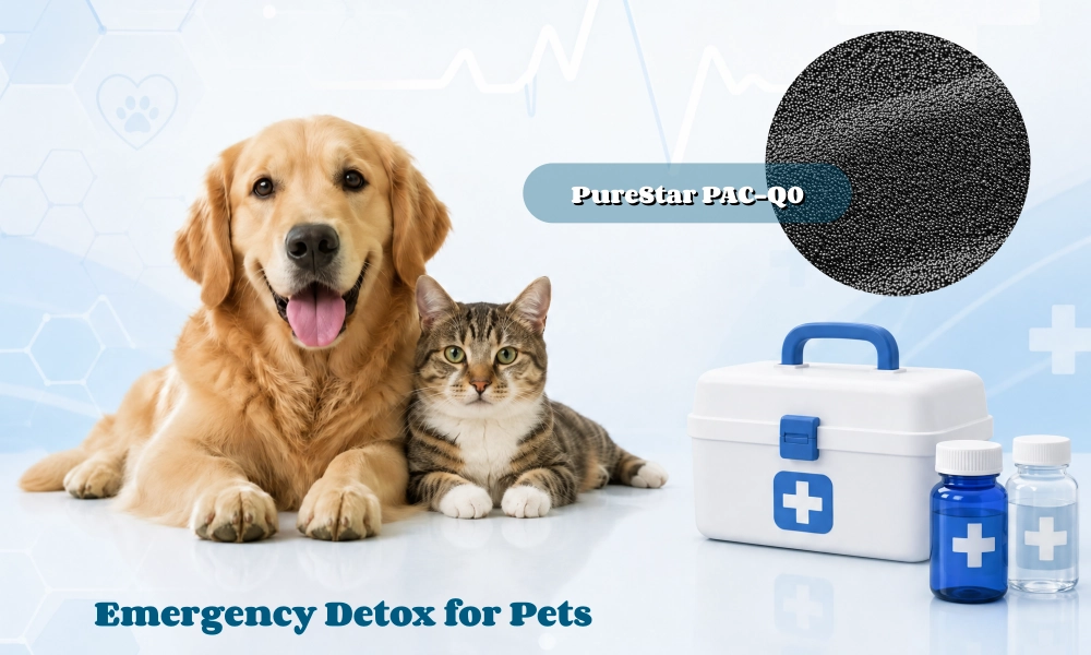 Spherical activated carbon for pet detoxification