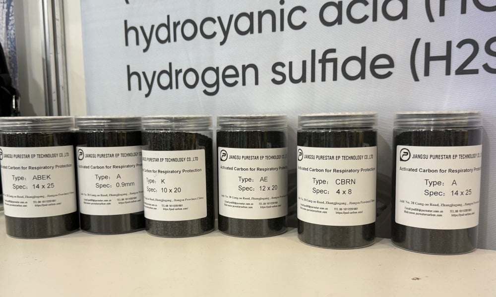 Coconut-shell activated carbon samples for A, AE, ABEK, K, and CBRN filter applications